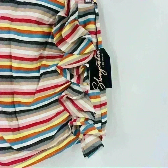 Shaycation x Revolve Elsie Rainbow Mini Skirt Women's Large Ruffles Festival NEW - Picture 8 of 13